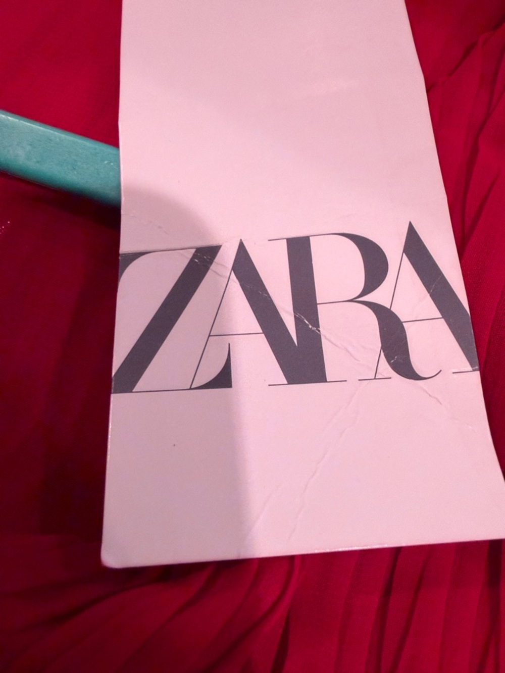 Zara Bright Red Pleated V‑Neck Midi Dress - Picture 3 of 5